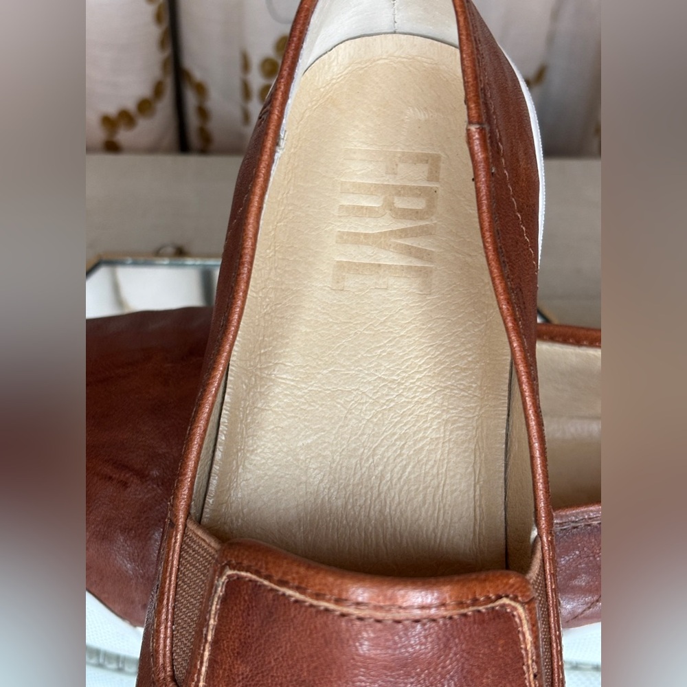 Frye Brown Leather Slip-on Sneakers Loafers with Moccasin Toe Size 8.5 - Picture 8 of 10